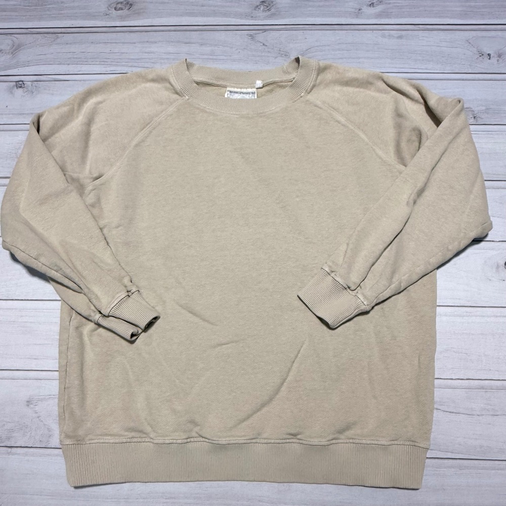 Jungmaven Sweatshirt Adult Medium Tan Hemp Organic Cotton Raglan Crewneck USA